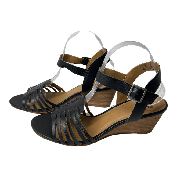 Susina Terra Huarache Style Wedge Leather Sandal in Black Size 9.5 M NEW‎ - Picture 1 of 6